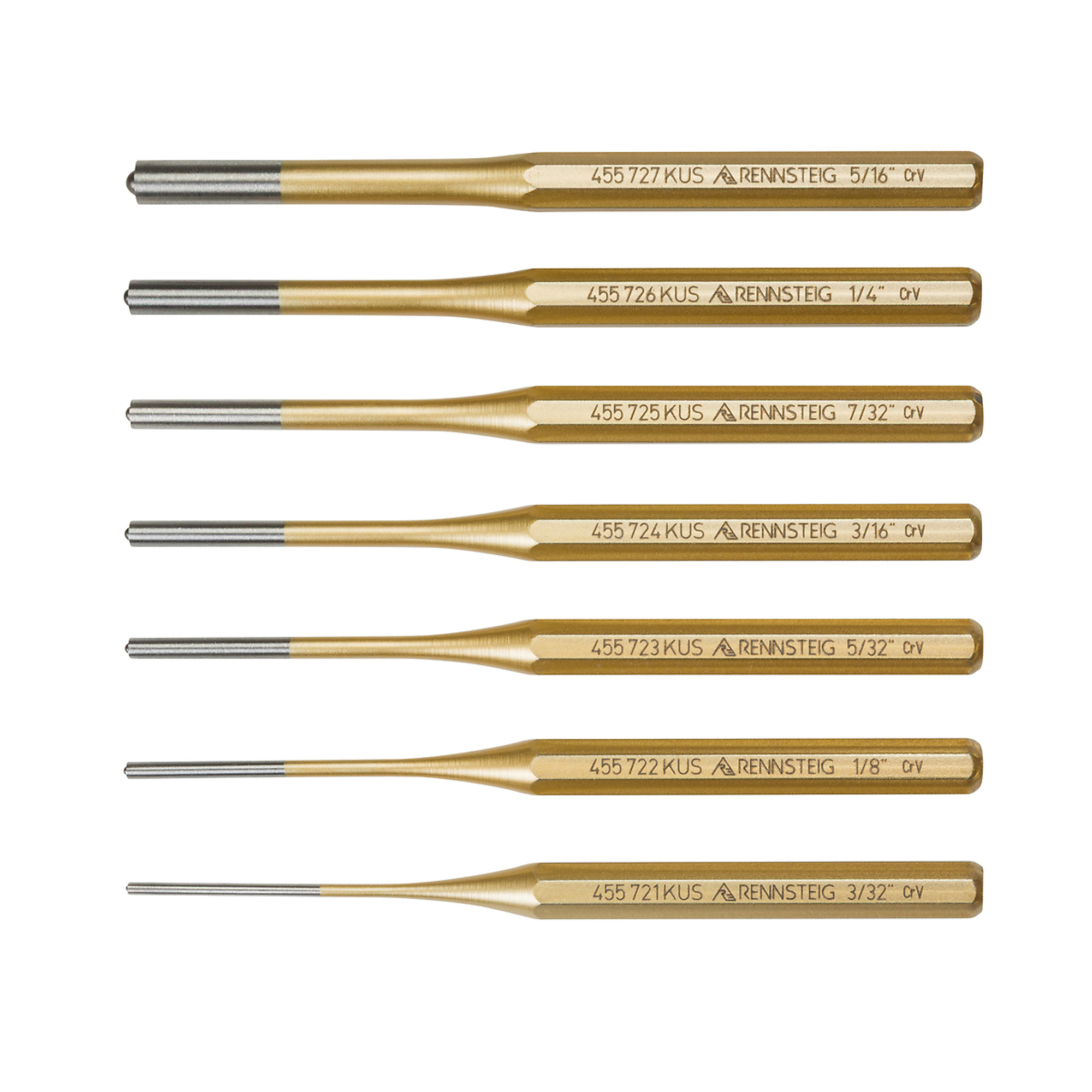 Knipex Rennsteig 7-Piece Roll Pin Punch Set — 6in. Length, Chrome Vanadium Steel, Model# 9R 455 007